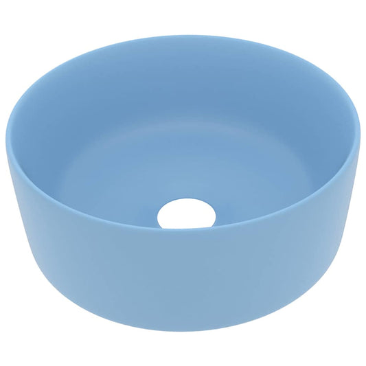 147011 vidaXL Luxury Wash Basin Round Matt Light Blue 40x15 cm Ceramic 2