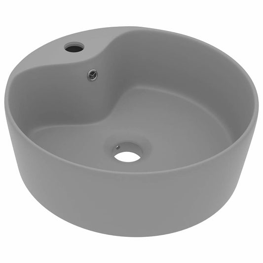 147037 vidaXL Luxury Wash Basin with Overflow Matt Light Grey 36x13 cm Ceramic 2