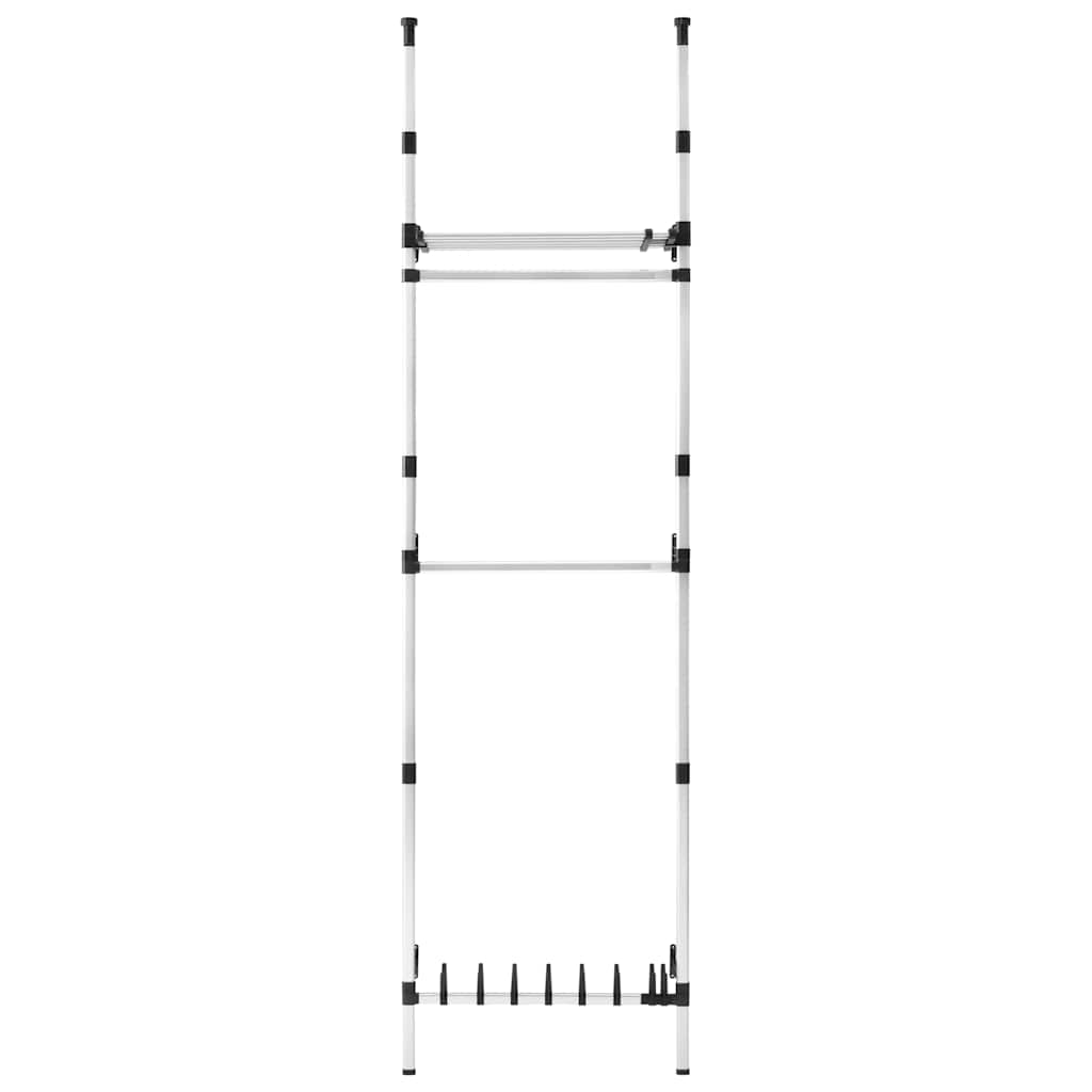 vidaXL Telescopic Wardrobe System | Silver and Black | Aluminium and Plastic 6