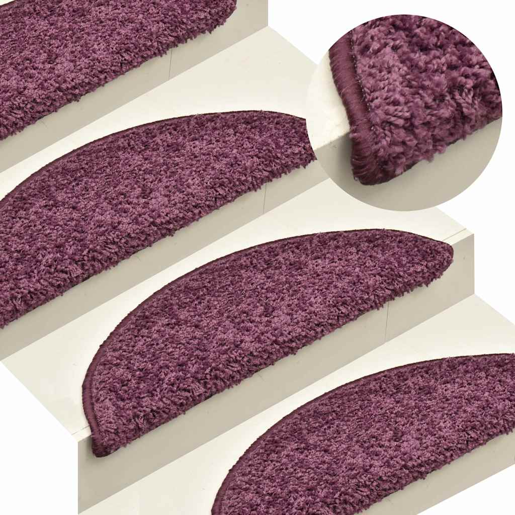 vidaXL Stair Mats 15 pcs 65x21x4 cm Dark Purple Half Round Large 6