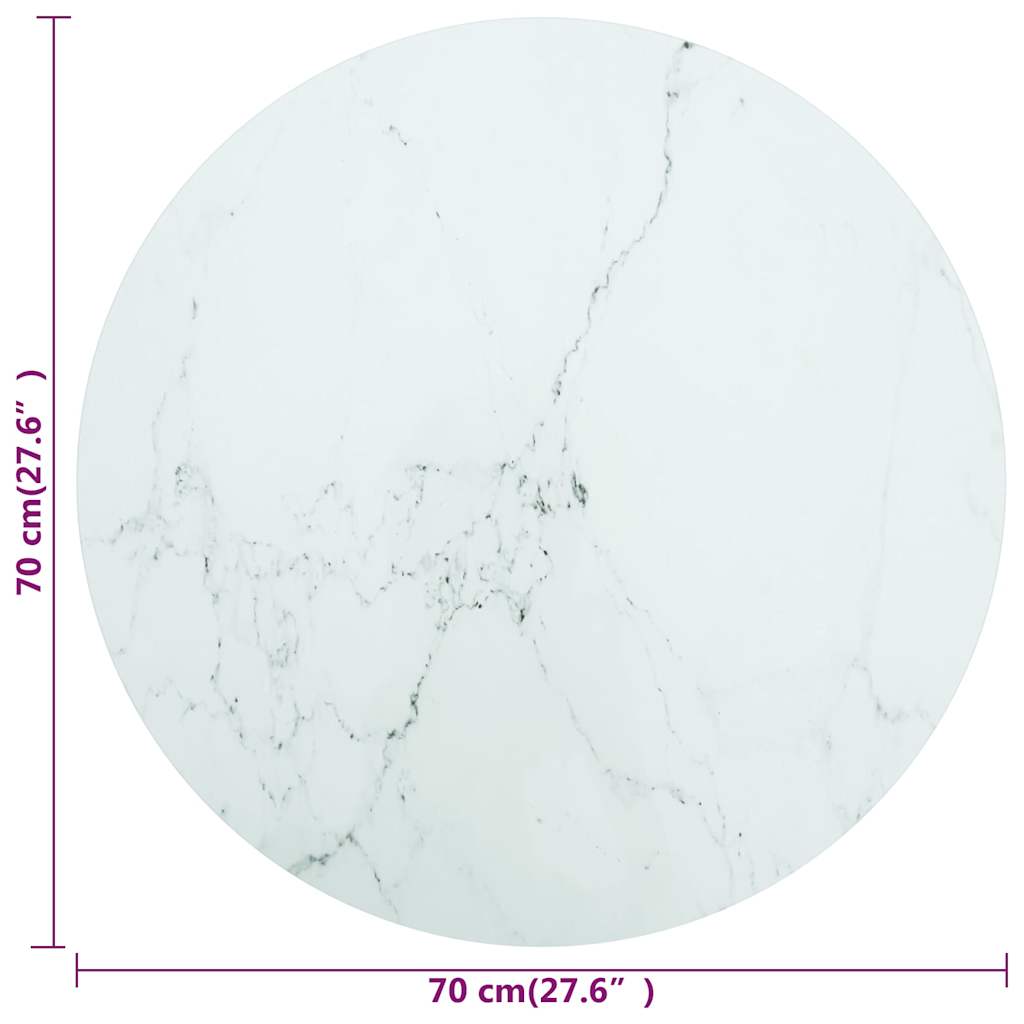 vidaXL Table Top | White with marble design | Tempered glass | 70 cm Diameter 4