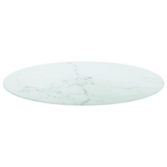 The round white table top with a marble effect pattern, shown from the side