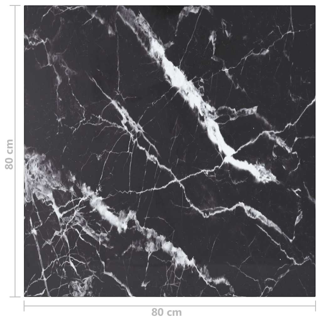 vidaXL Table Top | Black with White Marble Design | Tempered Glass | 80x80 cm 5