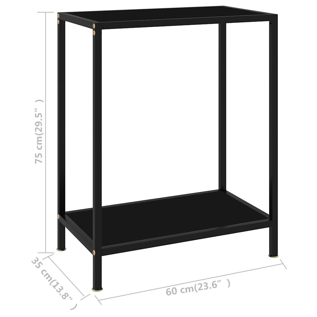 322828 vidaXL Console Table Black 60x35x75 cm Tempered Glass 6