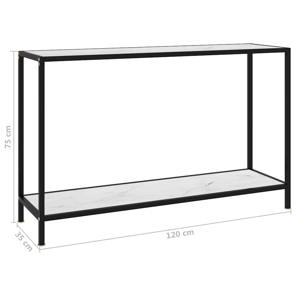 322841 vidaXL Console Table White 120x35x75 cm Tempered Glass 6