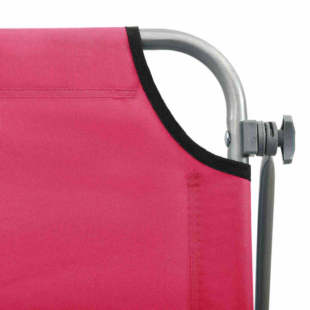 vidaXL Sun Lounger with Canopy Steel Pink 6
