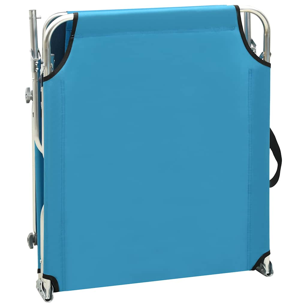 vidaXL Folding Sun Lounger with Canopy Blue Aluminium 6