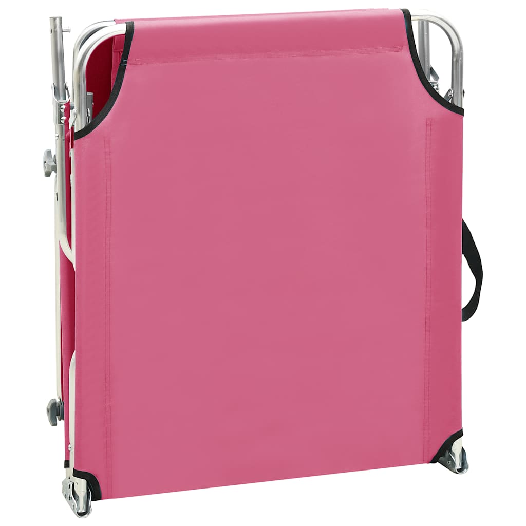 vidaXL Folding Sun Lounger with Canopy Pink Aluminium 6