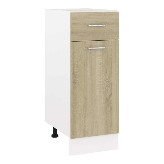 Kitchen Base Cabinet "Lyon" Engineered Wood Sonoma oak 1x bottom cabinet (1 door 1 drawer) 30–1x hanging cabinet (1 door) 30 cm wide 100 cm high 1x bottom cabinet (1 door 1 drawer) 30 cm