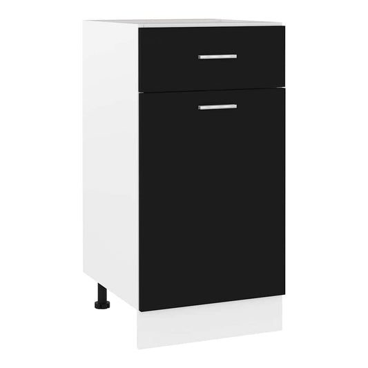 Kitchen Base Cabinet "Lyon" Engineered Wood Black 1x bottom cabinet (1 door 1 drawer) 40 cm