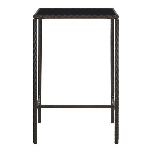Garden Bar Table Poly Rattan and Glass Brown