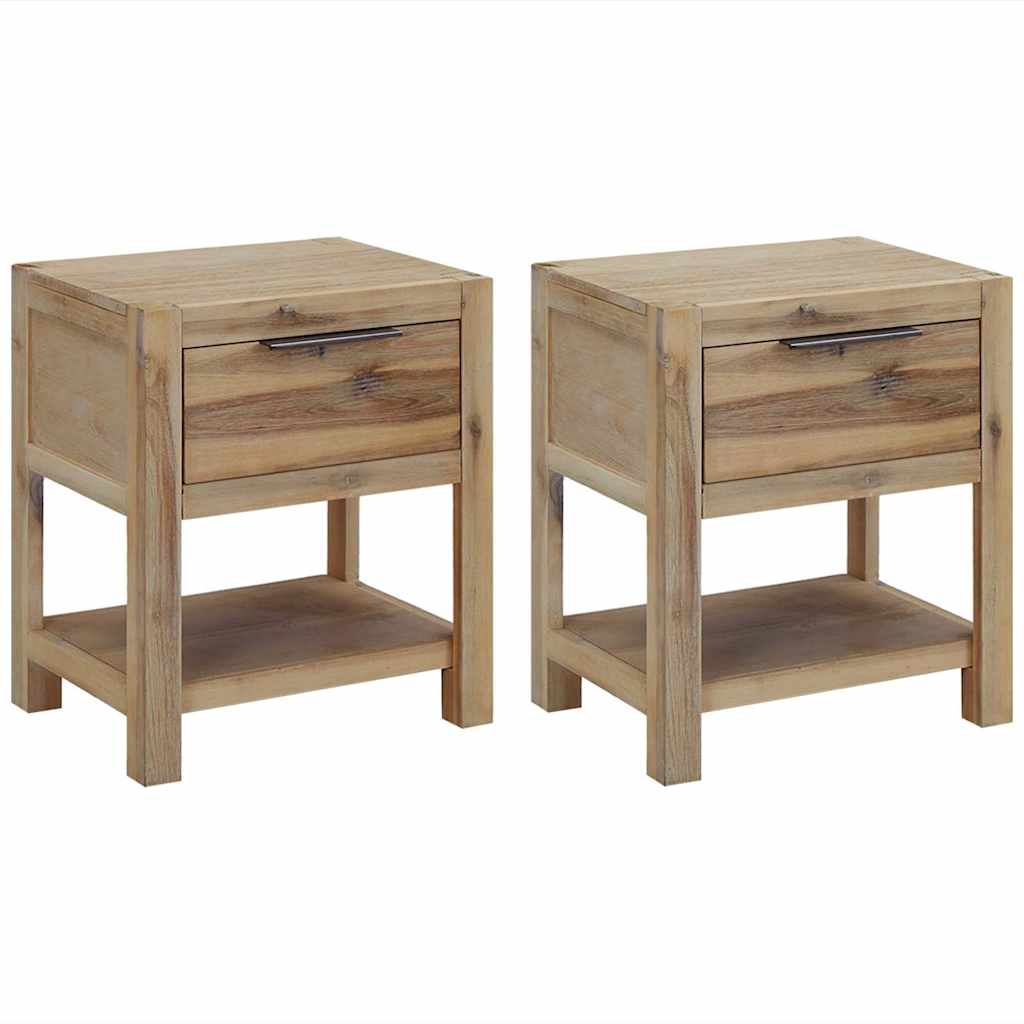 Nightstand with Drawer 40x30x48 cm Solid Acacia Wood 2
