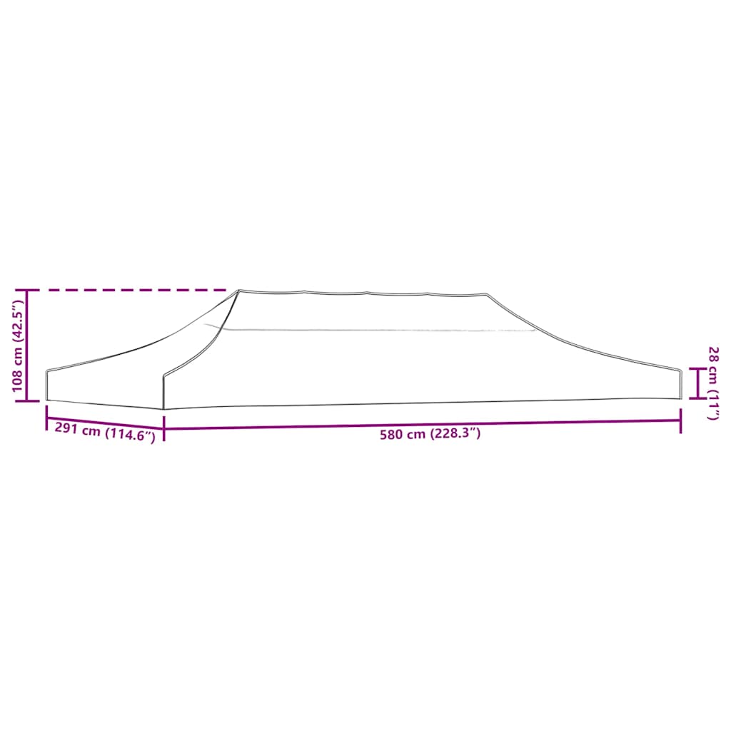 vidaXL Party Tent Roof 6x3 m Burgundy 270 g/m² 6