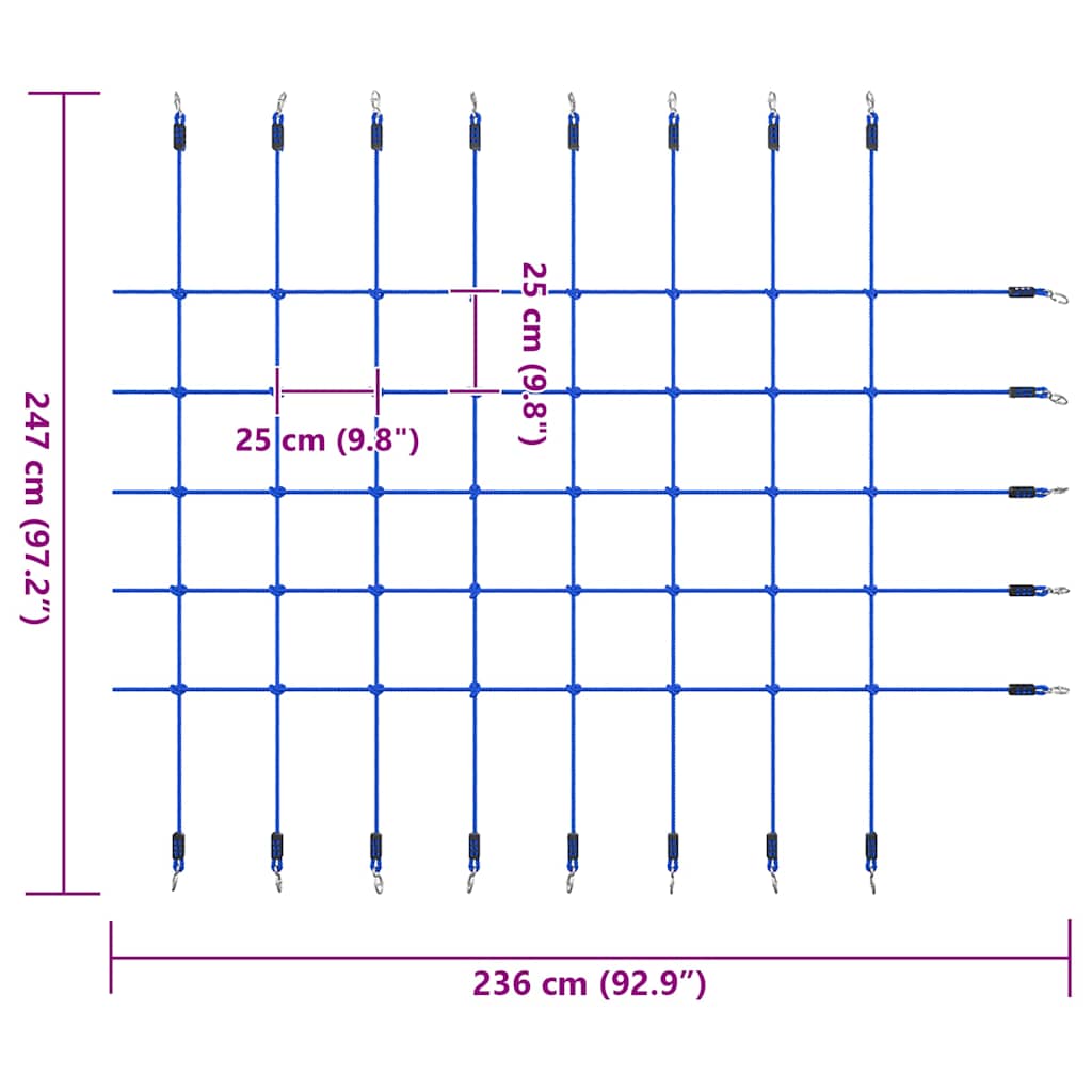 vidaXL Climbing Net 200x150 cm Blue 5