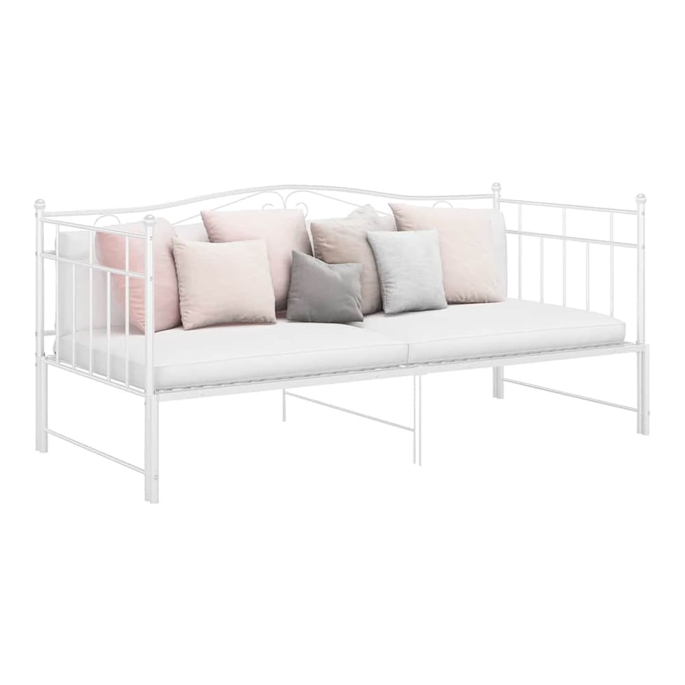 Pull-out Sofa Bed Frame without Mattress Metal 90x200 cm White