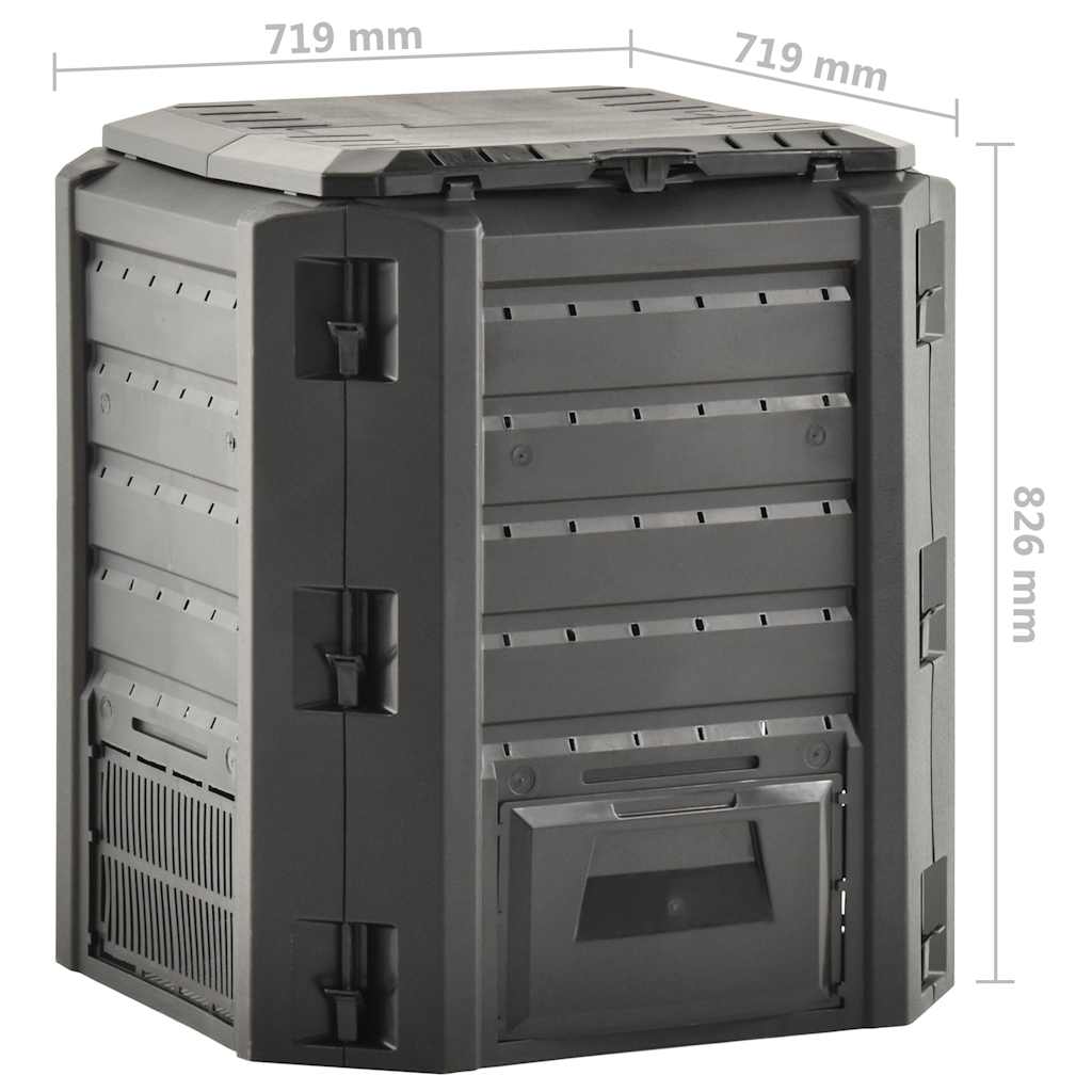 vidaXL Composter | Black | 100% PP | Large | Composter Bin | Square | Modern 5
