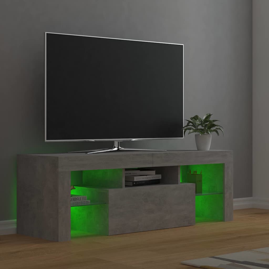 TV Cabinet with LED Lights Concrete Grey