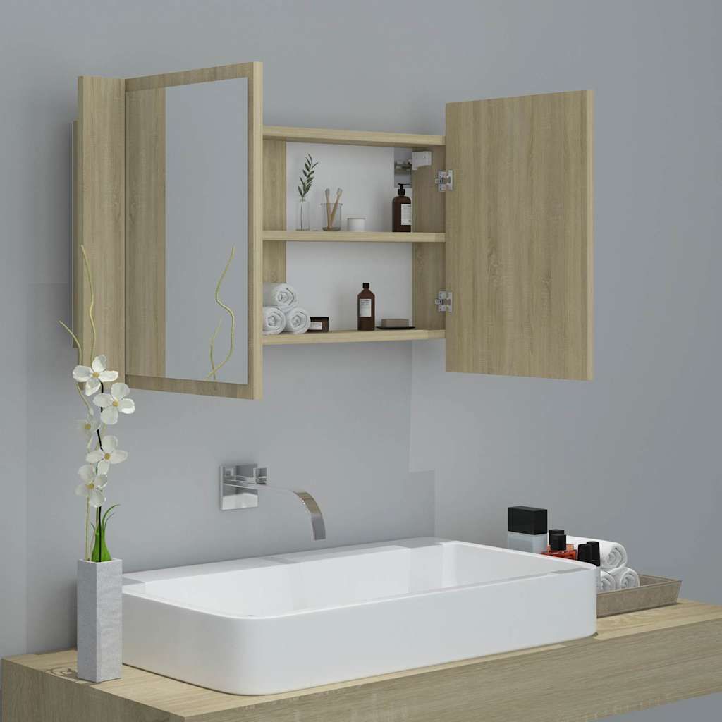vidaXL Led Mirror Cabinet | Sonoma oak | Engineered wood | 80 x 12 x 45 cm 6