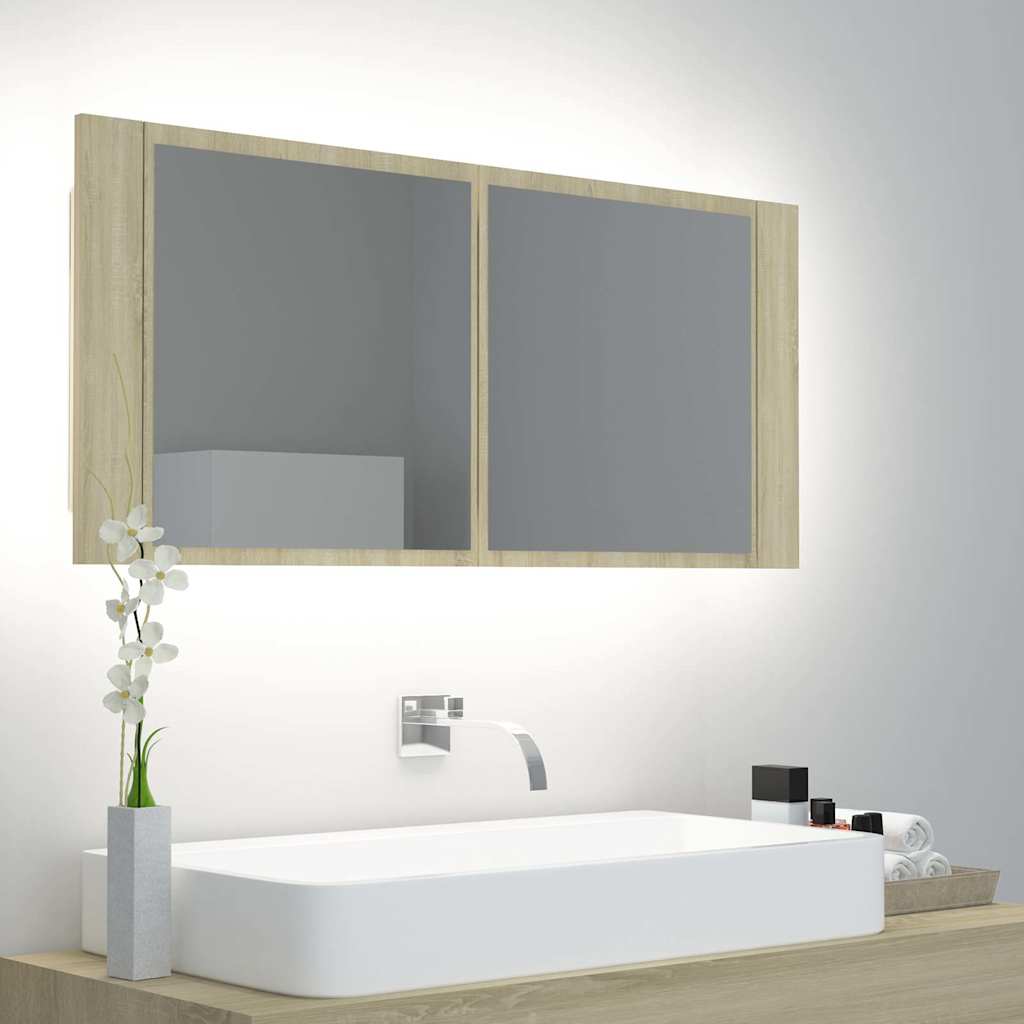 vidaXL LED Bathroom Mirror Cabinet 100x12x45 cm Acrylic