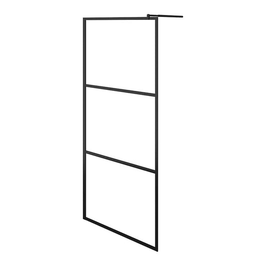 Walk-in Shower Wall with Clear ESG Glass Black Transparent 90 x 195 cm
