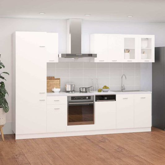8 Piece Kitchen Cabinet Set Engineered Wood White