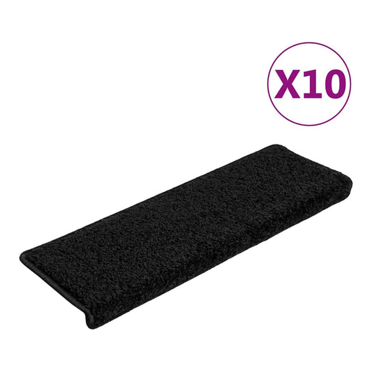 Stair Mats 65x21x4 cm Rectangular Edge 10 Black