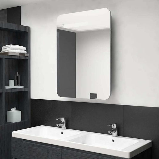 LED Bathroom Mirror Cabinet 60x11x80 cm Concrete grey