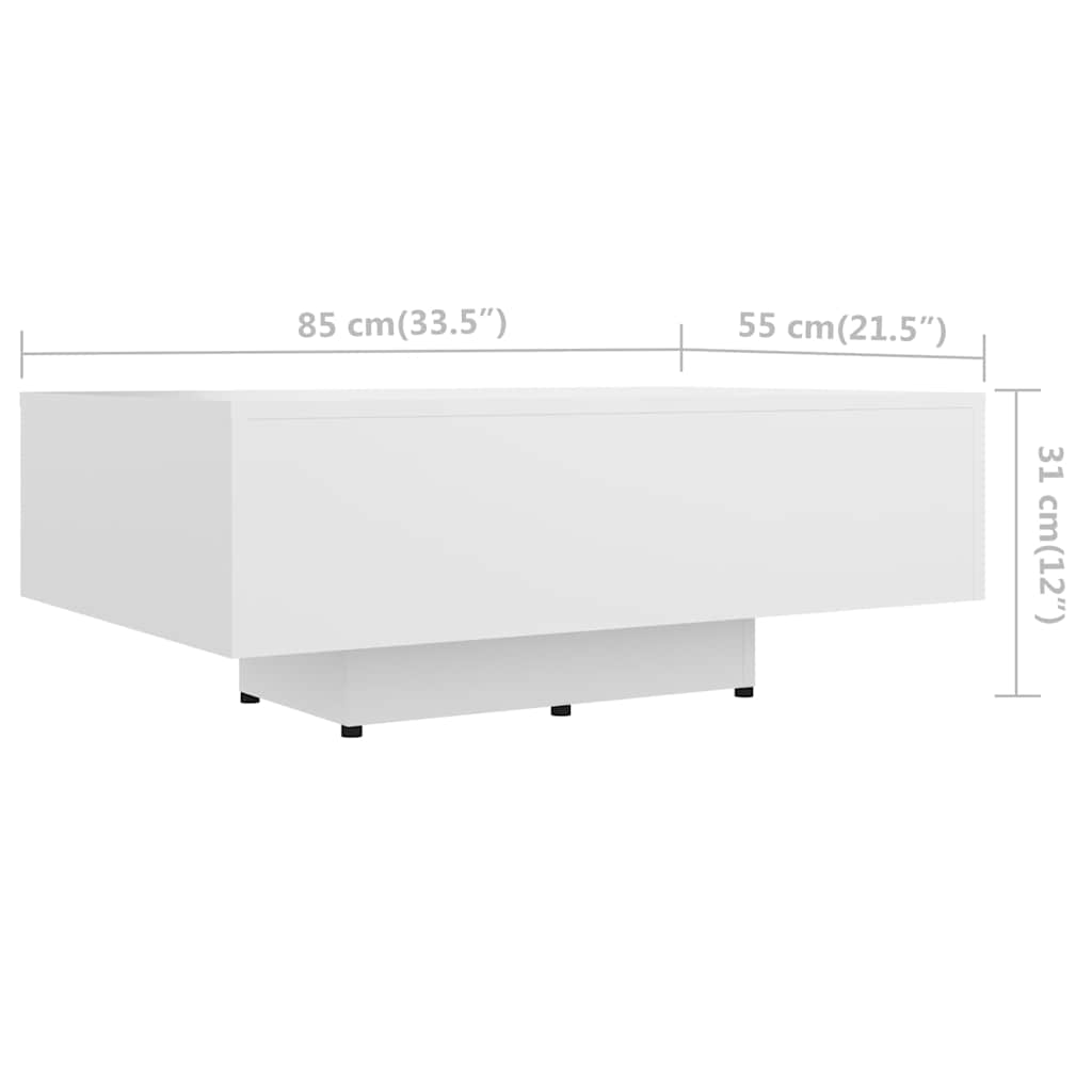 vidaXL Couch Table | White | Engineered wood | 85x55x31 cm | Simple 6