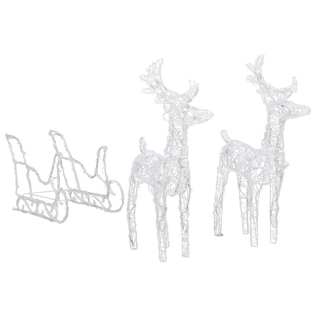 vidaXL Reindeers & Sleigh Christmas Decoration 160 LEDs 130 cm Acrylic 6