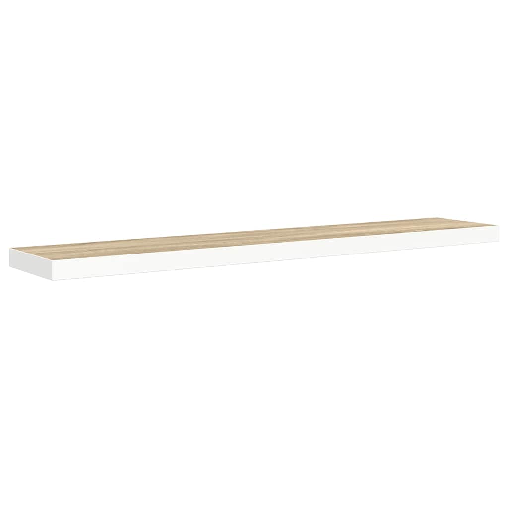 vidaXL Wall Shelf | Set of 2 | Oak and White | Honeycomb MDF, metal 6