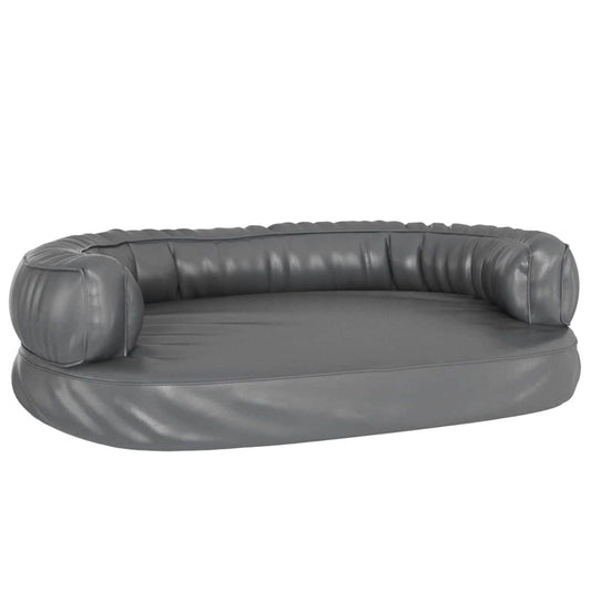 vidaXL Ergonomic Foam Dog Bed Grey 75x53 cm Faux Leather 2