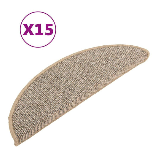 Stair Mats 15 pcs 56x17x3 cm Half Round Width 56 cm Brown