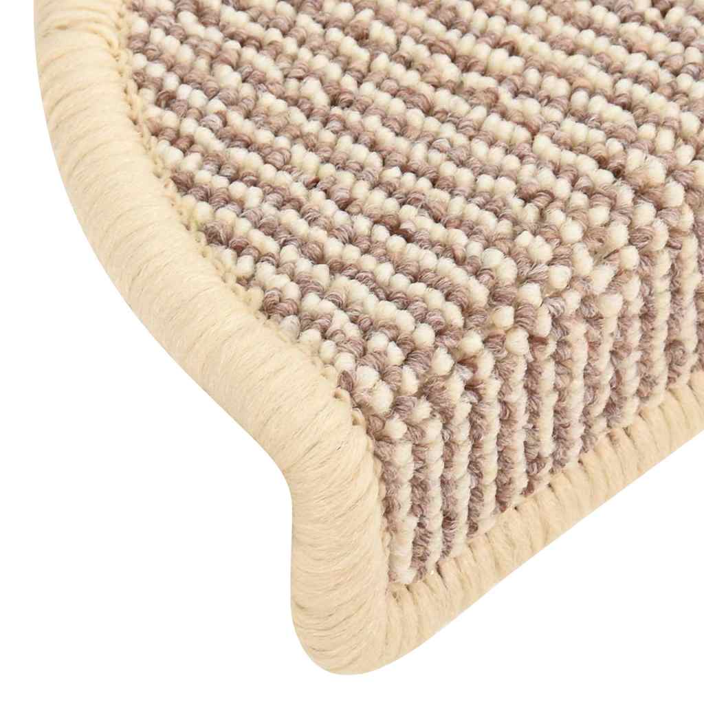 vidaXL Carpet Stair Tread | Set of 15 | White and Brown | 100% PP | 56x17x3 cm 6