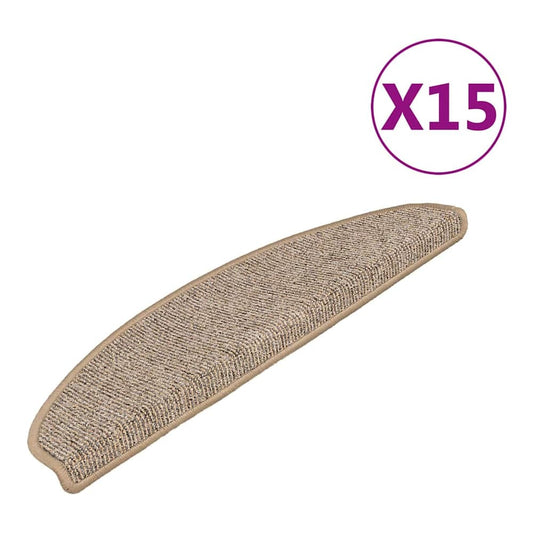 Stair Mats 15 pcs 65x21x4 cm Half Round Large Width 65 cm Brown