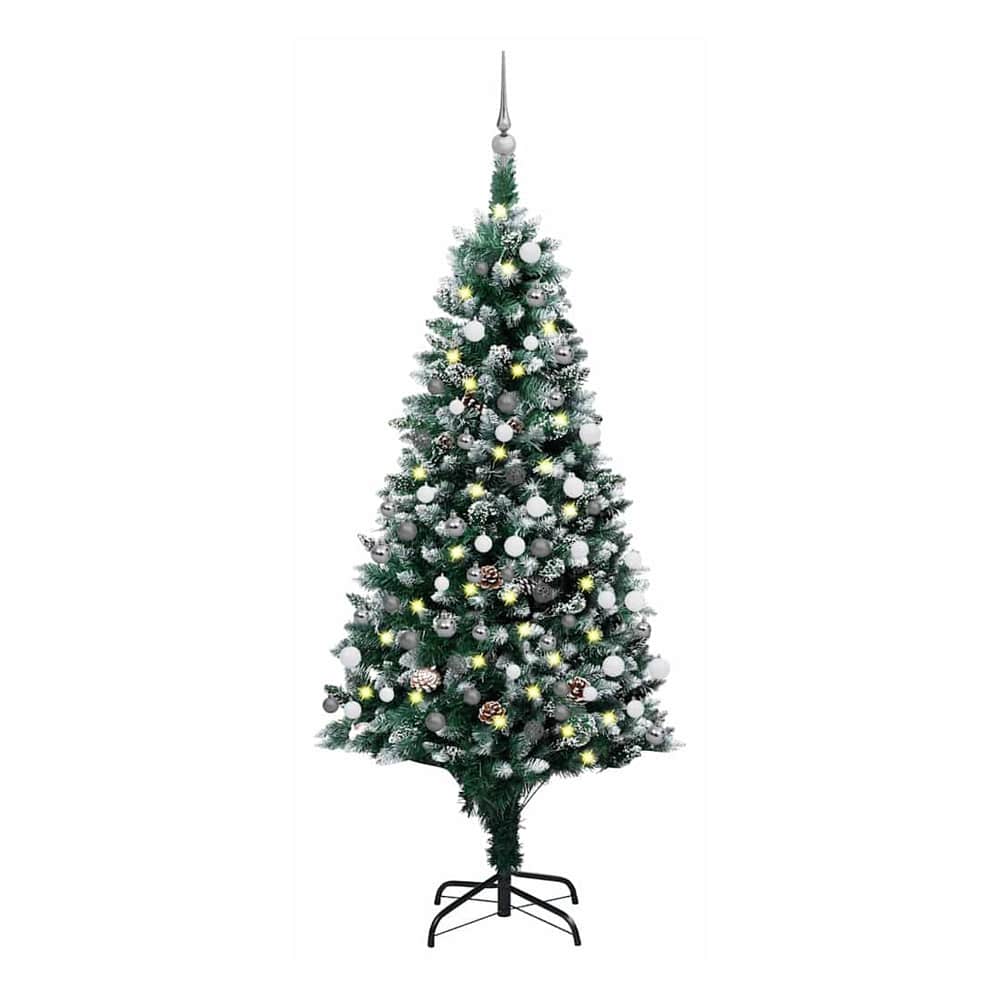 Artificial Christmas Tree Green white/grey balls