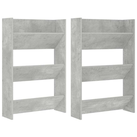 Shoe Cabinet 60 x 18 x 90 cm Engineered Wood Width 60 cm Height 90 cm Concrete grey