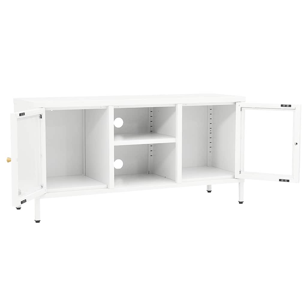 vidaXL TV Cabinet White 105x35x52 cm Steel and Glass 6