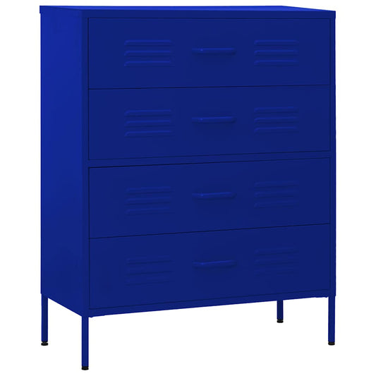 vidaXL Chest of Drawers Navy Blue 80x35x101.5 cm Steel 2