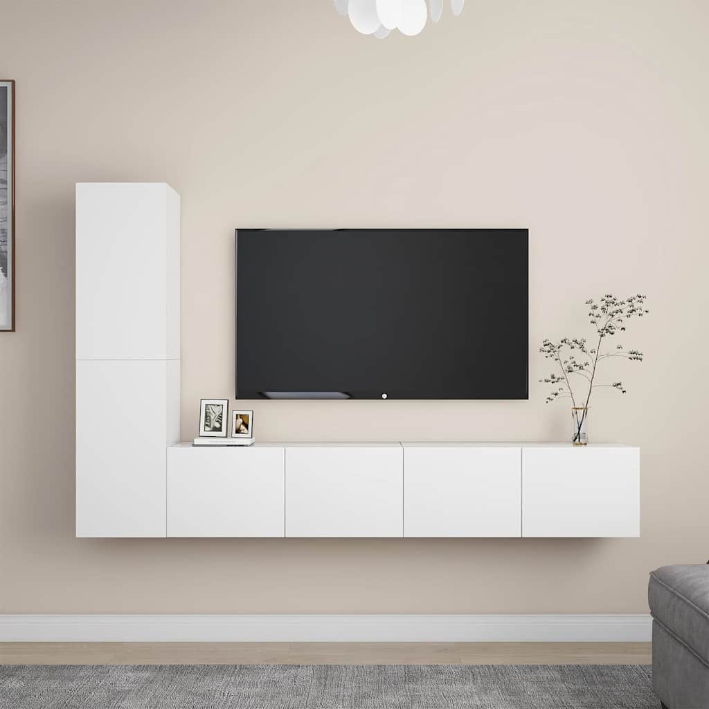 TV Cabinet Set Engineered Wood Width 80 cm White 4