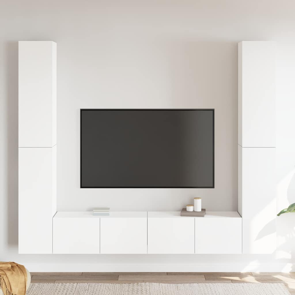 6 Piece TV Cabinet Set Engineered Wood Height 90 cm White