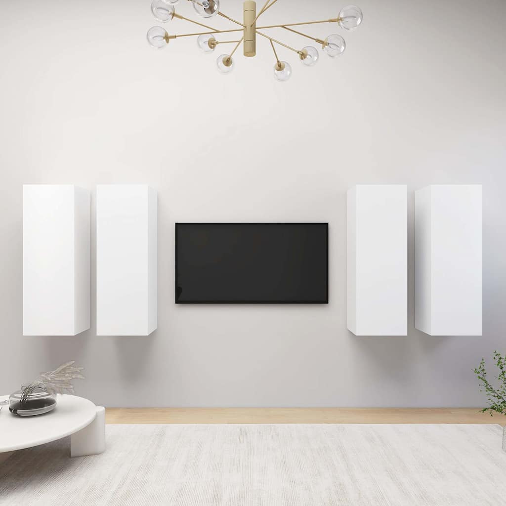 4 Piece TV Cabinet Set 30.5x30x90 cm Engineered Wood White