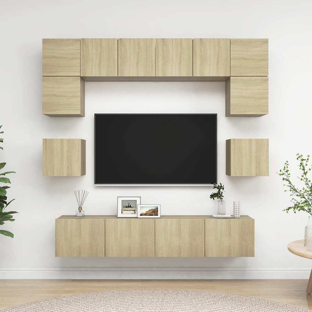 8 Piece TV Cabinet Set Engineered Wood Width 80 cm Sonoma oak