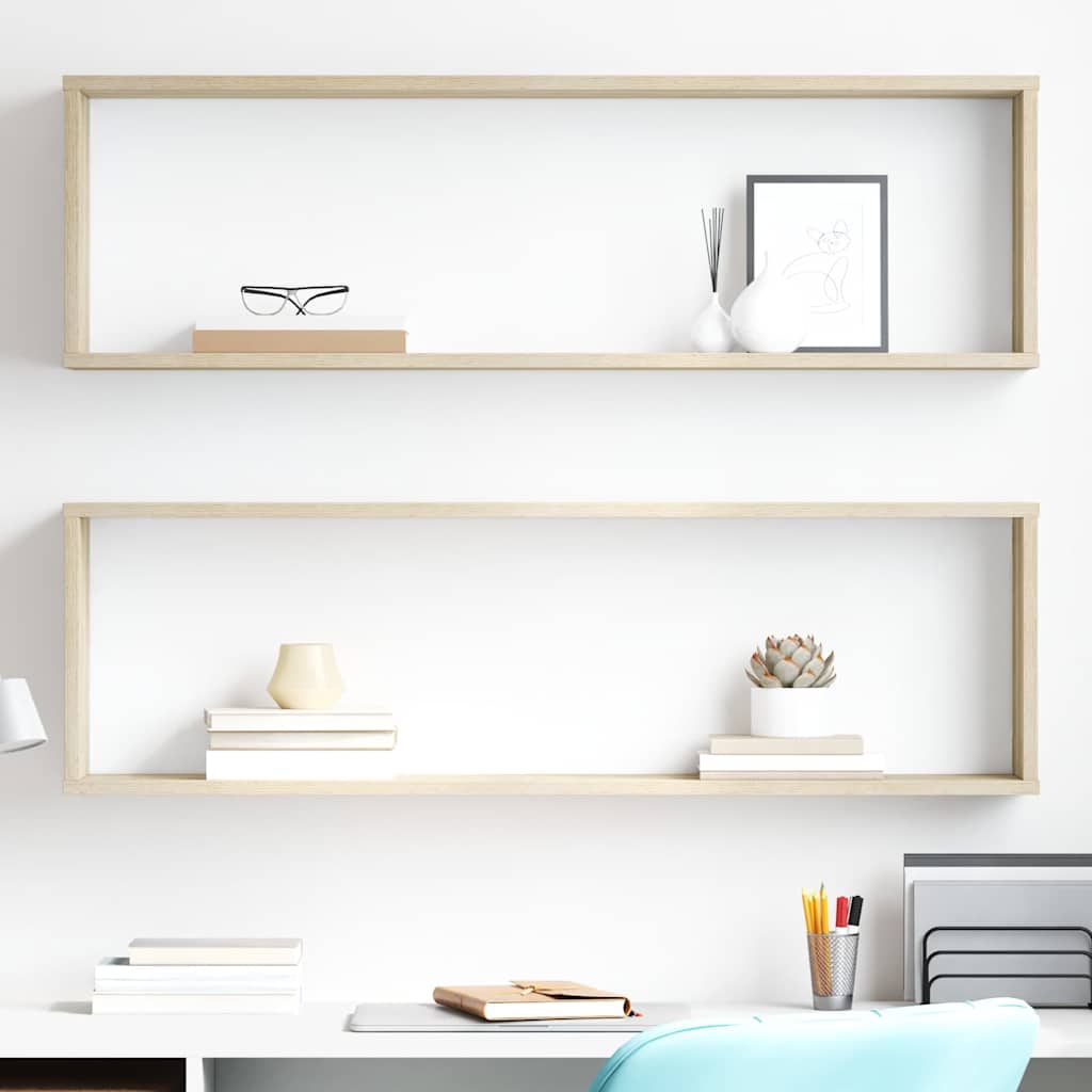vidaXL Wall Cube Shelf 100x15x30 cm Engineered Wood 2 pcs