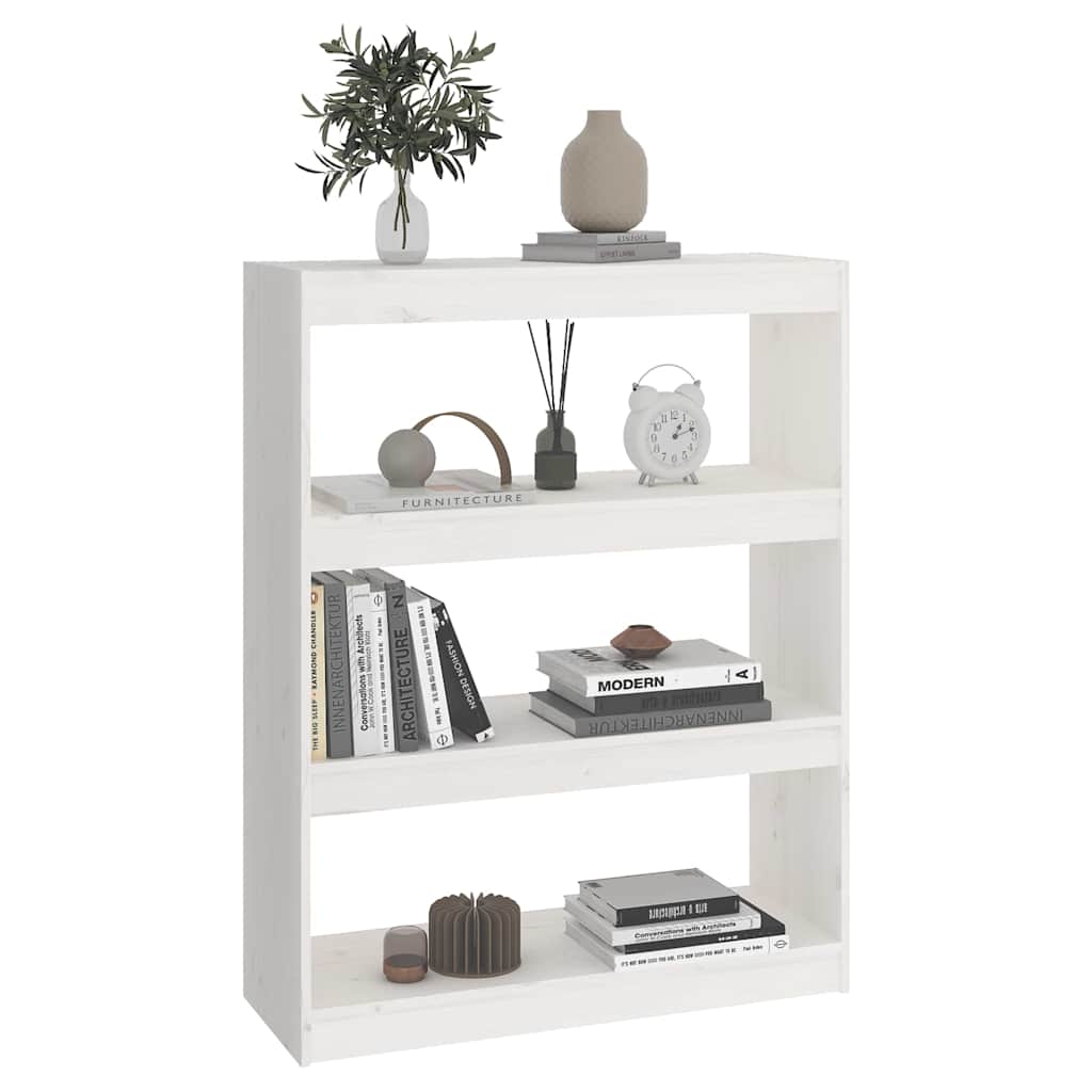 vidaXL Book Cabinet/Room Divider White 80x30x103,5 cm Solid Wood Pine 6