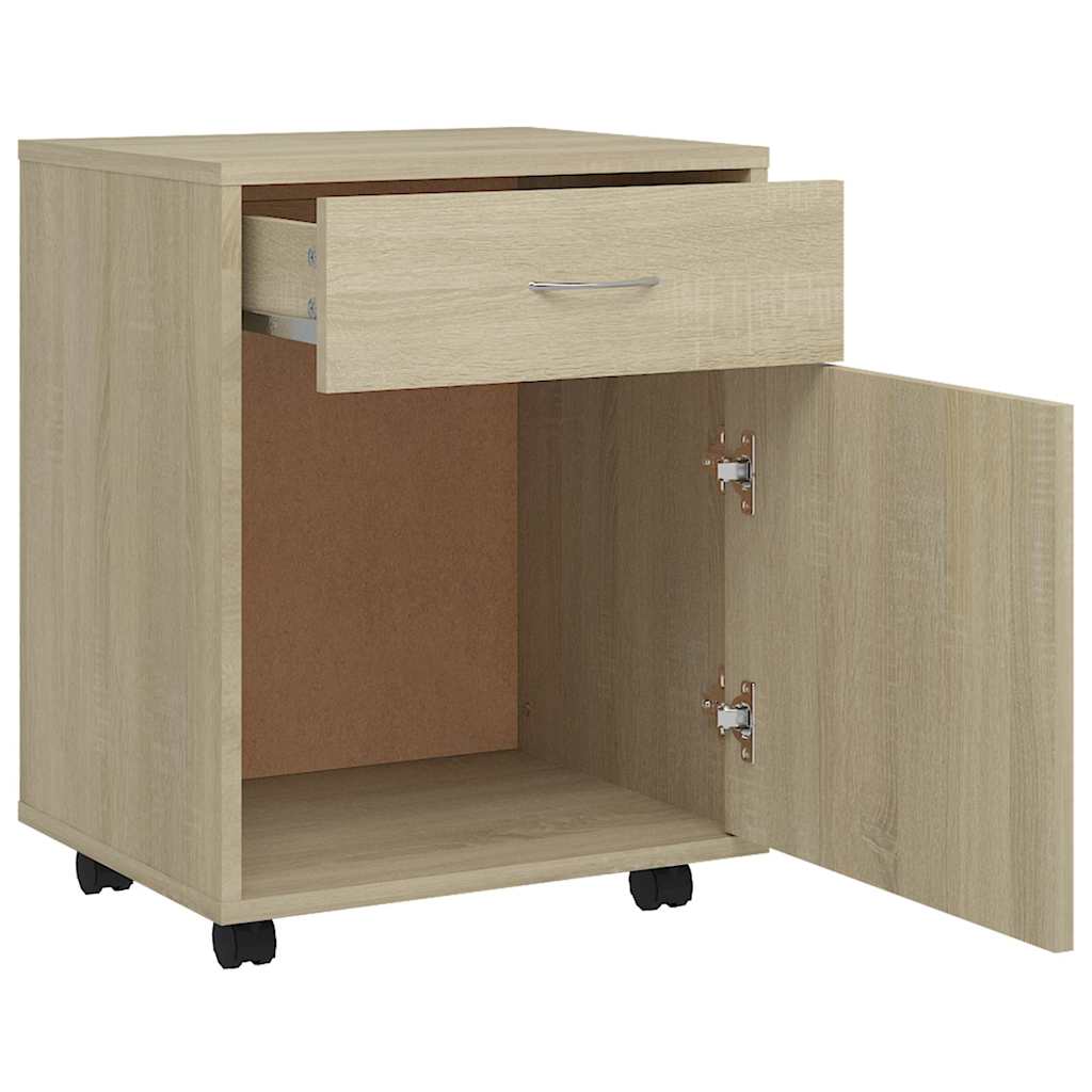 vidaXL Rolling Cabinet Sonoma Oak 45x38x54 cm Engineered Wood 6