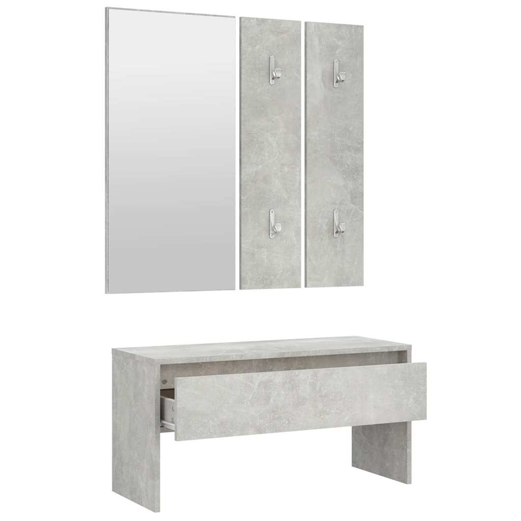 vidaXL Hallway Furniture Set | Concrete grey | Engineered wood, acrylic 6
