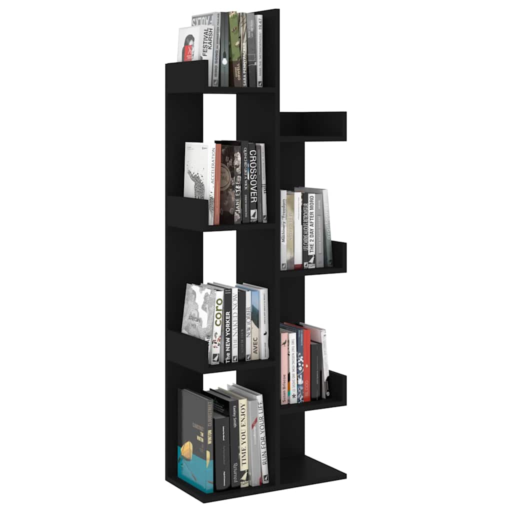 808910 vidaXL Book Cabinet Black 48x25,5x140 cm Engineered Wood 6