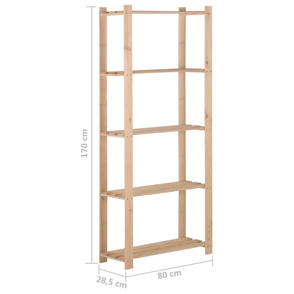 vidaXL 5-Tier Storage Rack 80x28.5x170 cm Solid Pinewood 6