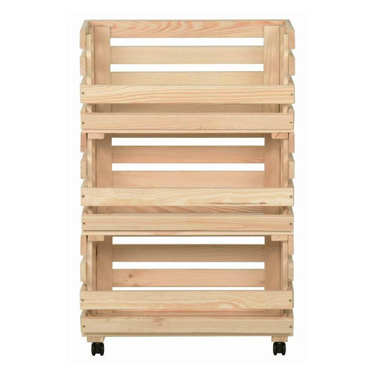 Vegetable Trolley Solid Pinewood 37 x 30 x 80 cm
