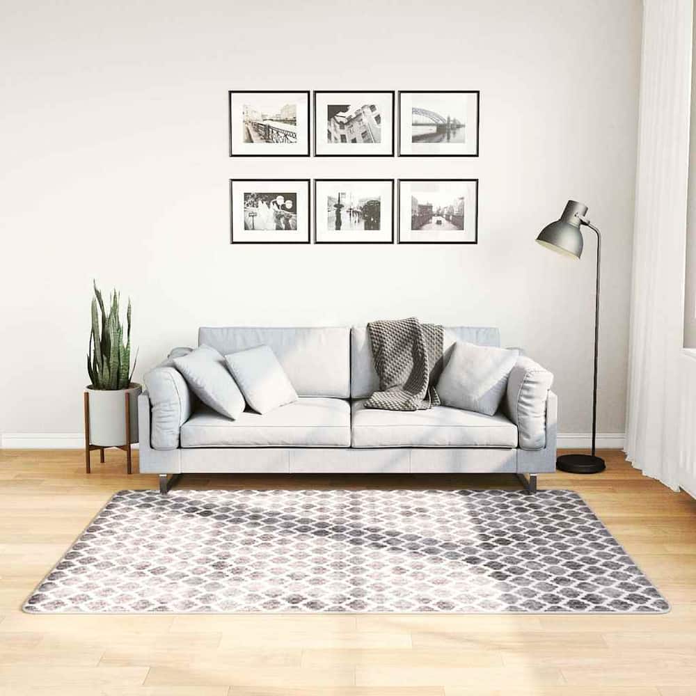 vidaXL Rug Washable Grey and White